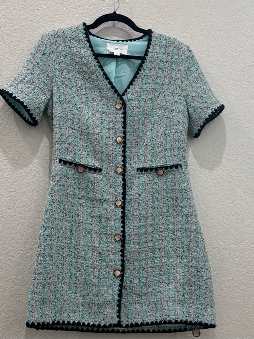 Tuckernuck Pomander Place Blue Woven Tweed Josephine Dress Classic Women’s XS